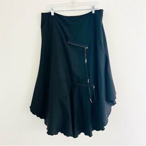 Mariagrazia Panizzi Made In Italy Black Layered A Line Zip Detail Midi Skirt 2XL